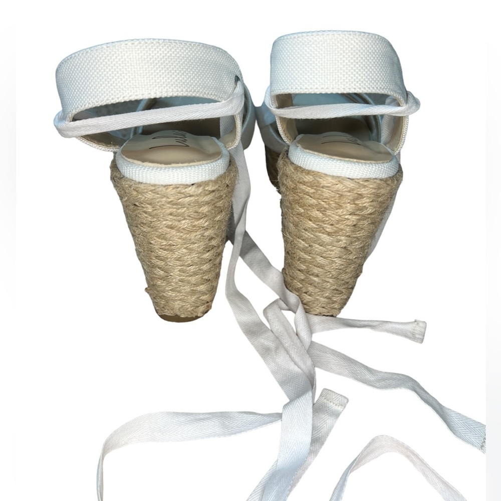 SOLD NEW Lulu’s Esme White Lace-Up Espadrille Wedges - Picture 6 of 9